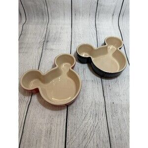 Set Of 2 Le Creuset Disney Mickey Mouse Stoneware Ramekins Black & Red 7.5oz